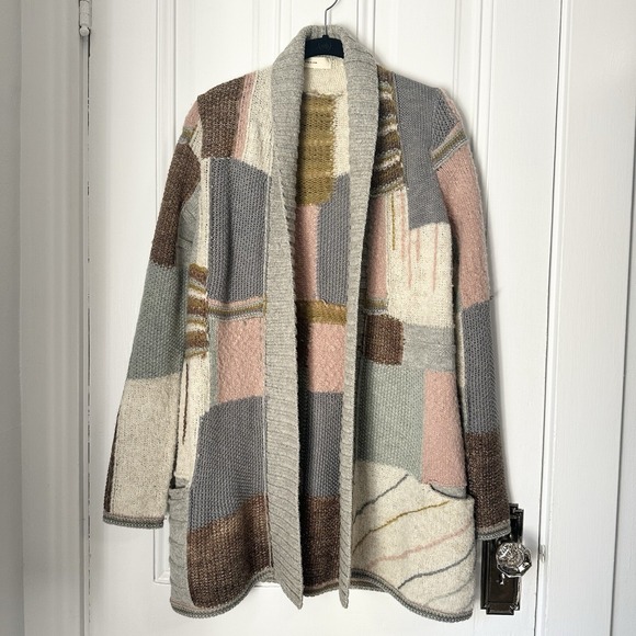 Anthropologie Sleeping on Snow Patchwork Cardigan Sweater Sz Small - Picture 1 of 11